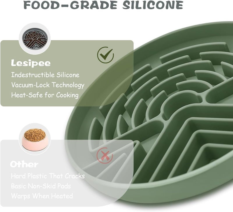 Lesipee Slow Feeder Dog Bowl for Large & Small Pets, Anti Choking Puzzle Dog Food Bowl with Non-Slip Base, Interactive Pet Slow Eating, Silicone Cat Feeder for Puppies & Cats(Grey Green) - Image 5